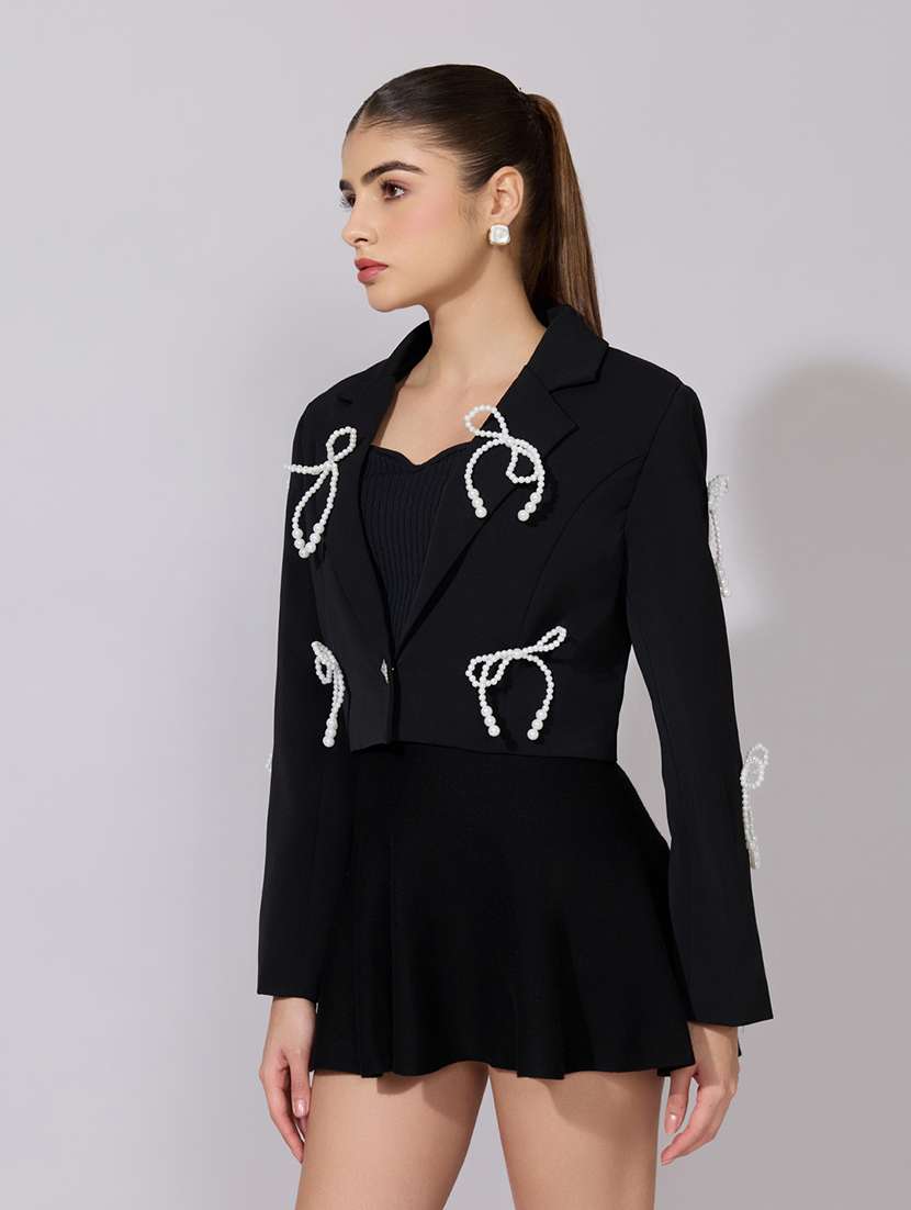 Women Solid Long Sleeve Crop Casual Blazer - 22380980 -  Standard Image - 3