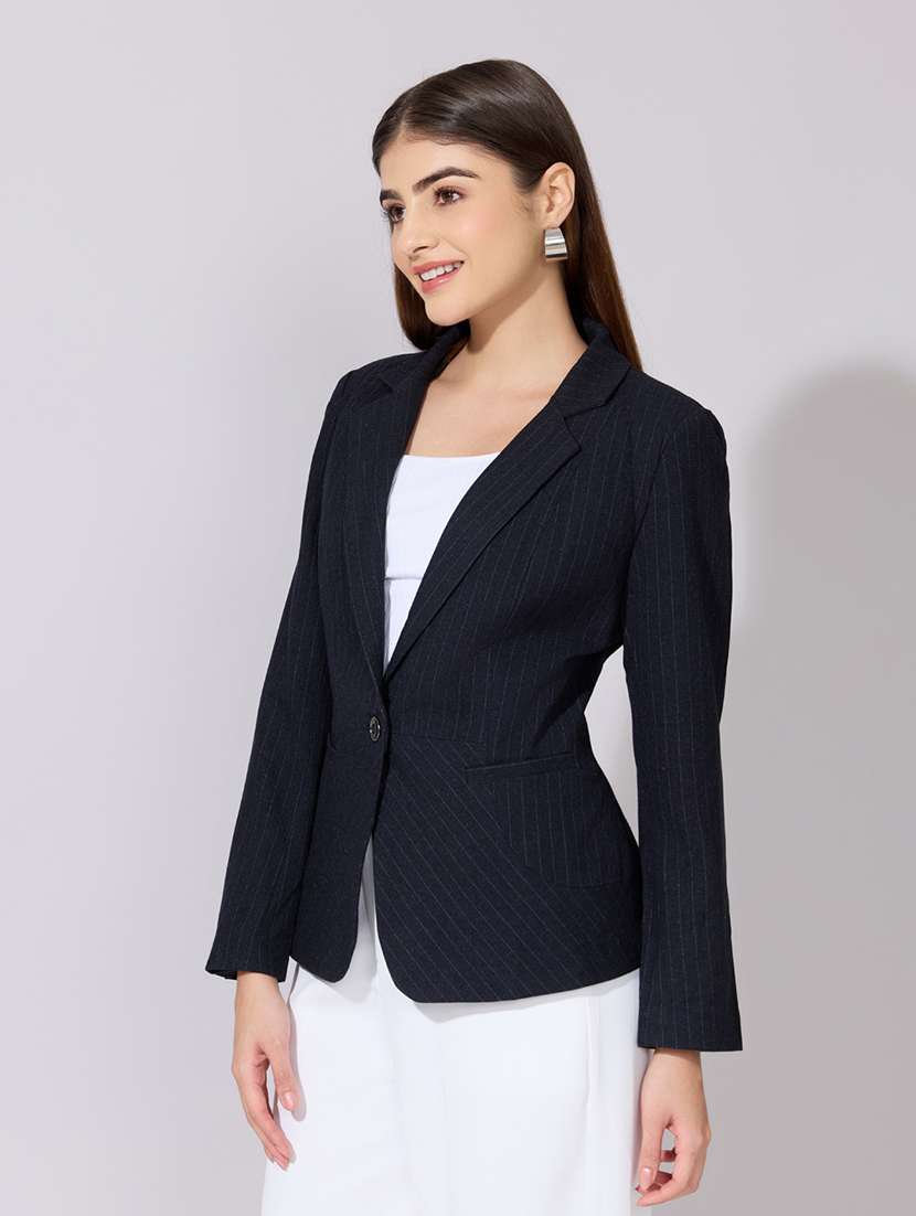 women solid long sleeve single breasted blazer - 22380984 -  Standard Image - 3