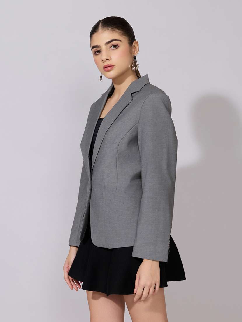 women solid long sleeve single breasted blazer - 22380985 -  Standard Image - 3