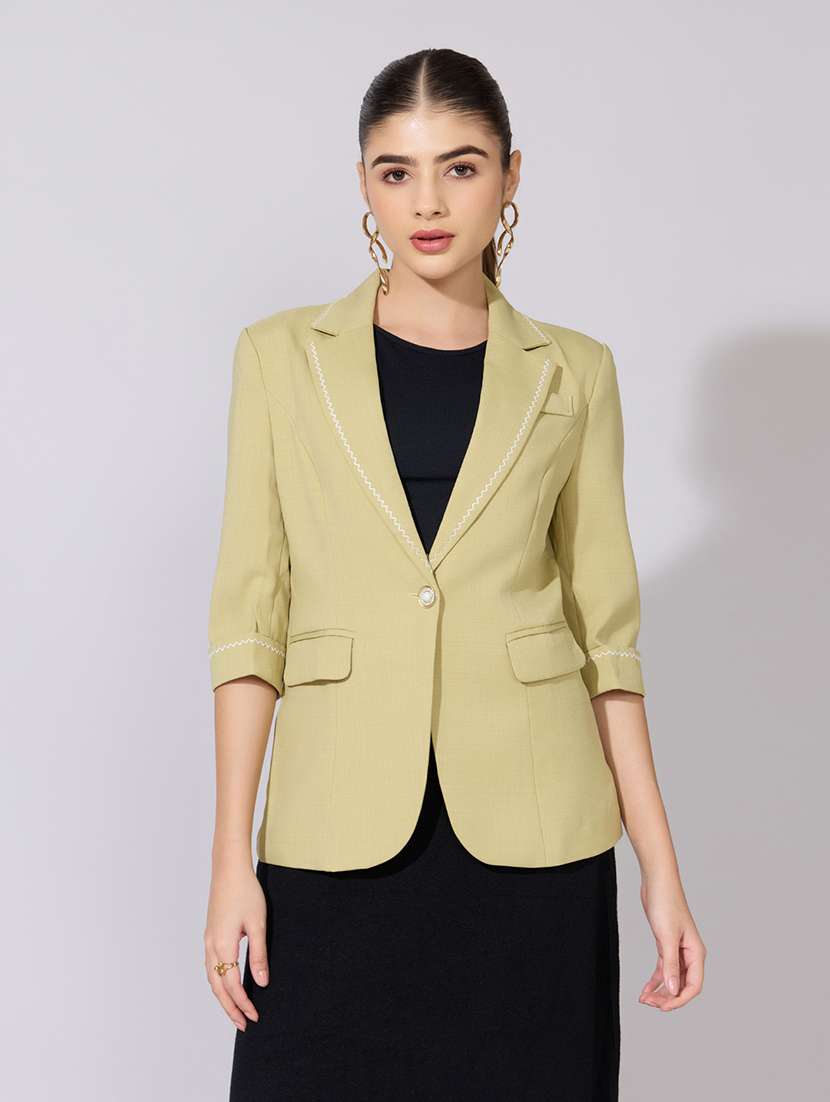 women solid long sleeve single breasted blazer