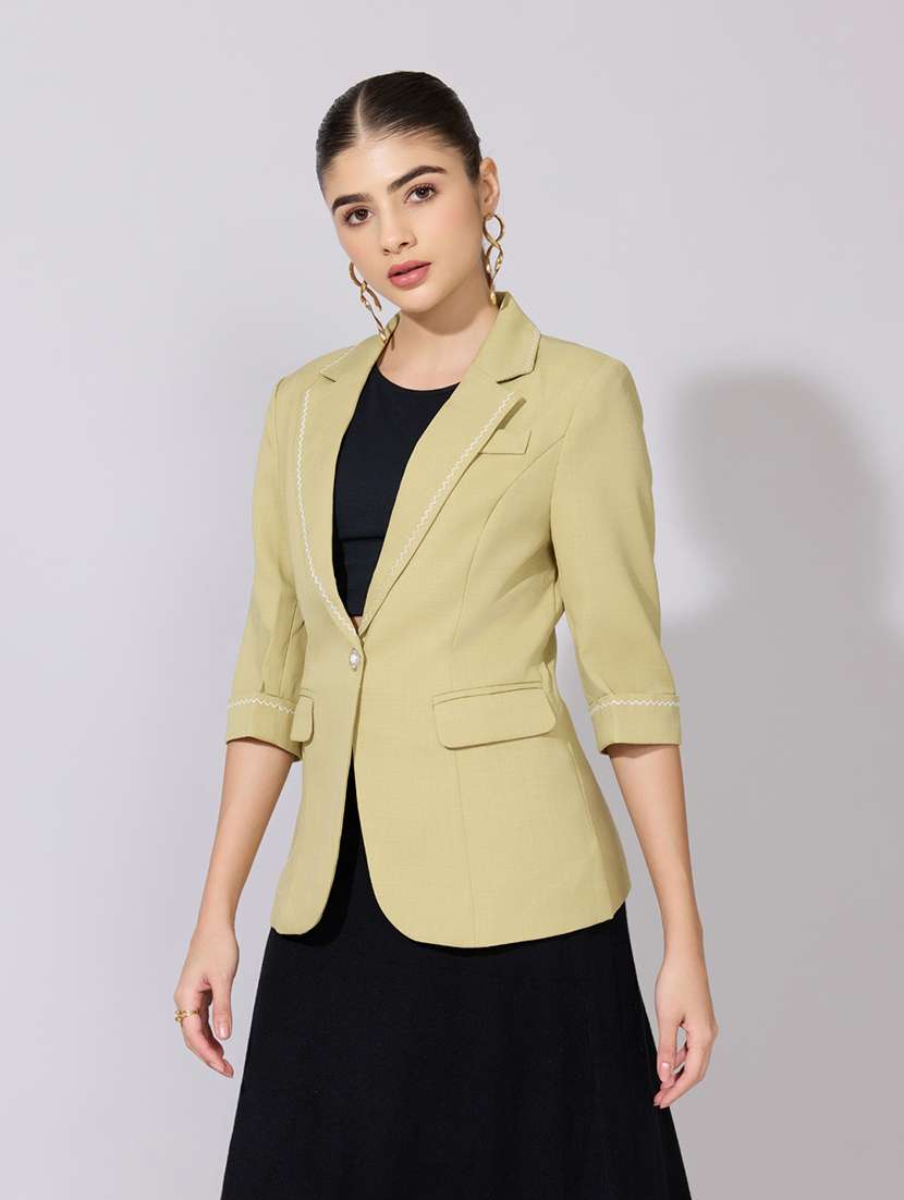 women solid long sleeve single breasted blazer - 22380986 -  Standard Image - 3