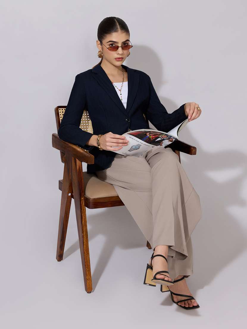 women solid long sleeve single breasted blazer - 22380987 -  Standard Image - 5