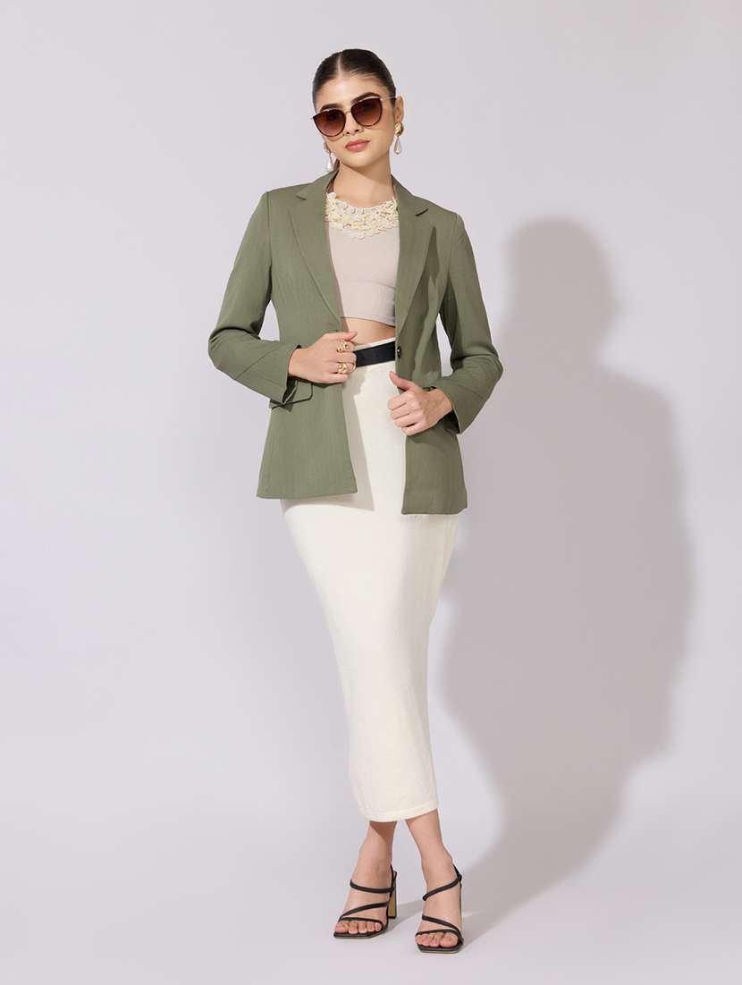 women solid long sleeve single breasted blazer - 22380988 -  Standard Image - 5
