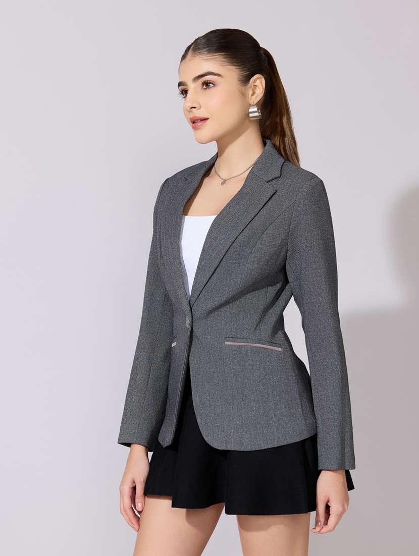 women solid long sleeve single breasted blazer - 22380989 -  Standard Image - 3