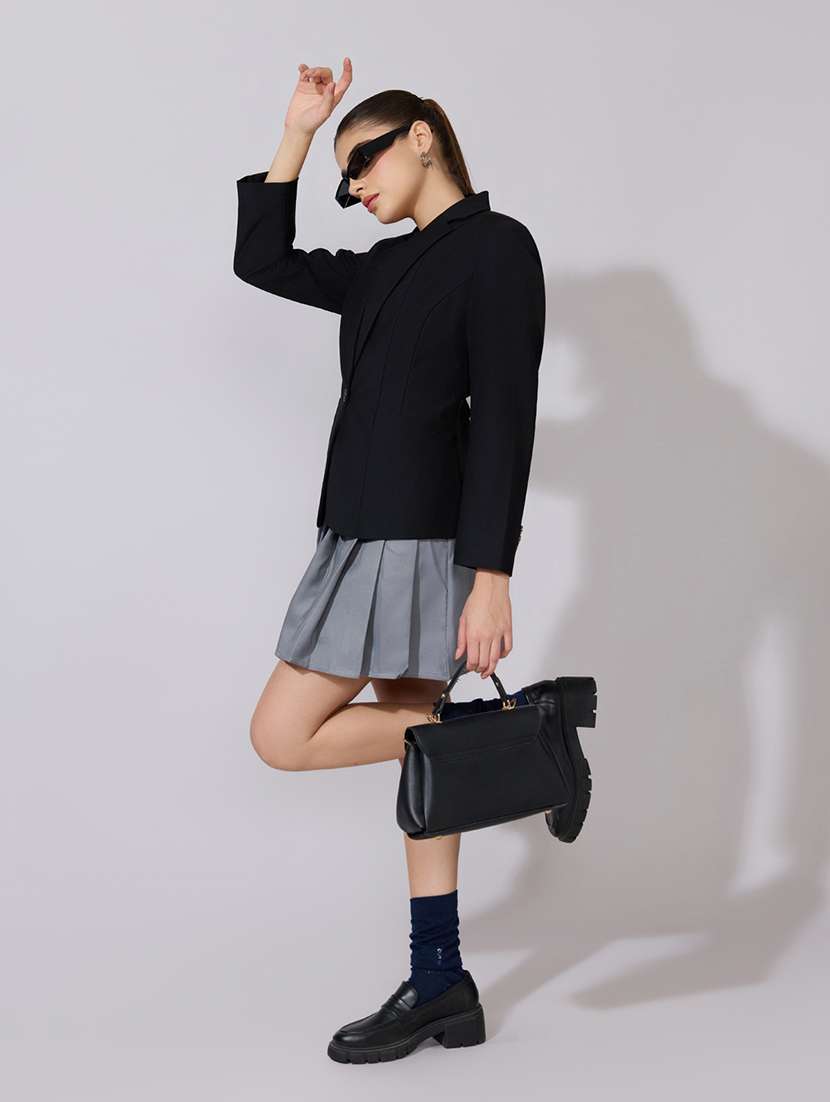 women solid long sleeve single breasted blazer - 22380990 -  Standard Image - 5