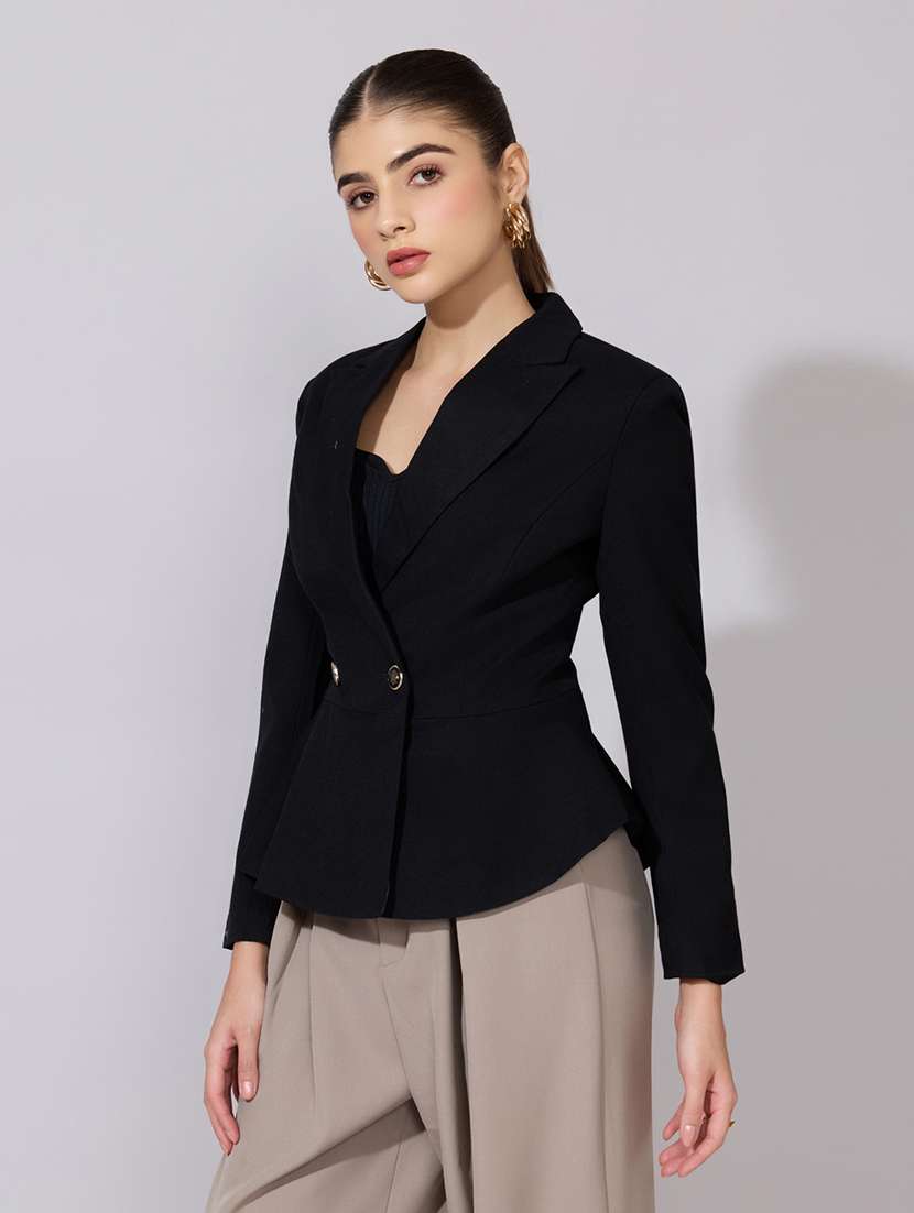 women solid long sleeve double breasted blazer - 22380991 -  Standard Image - 3