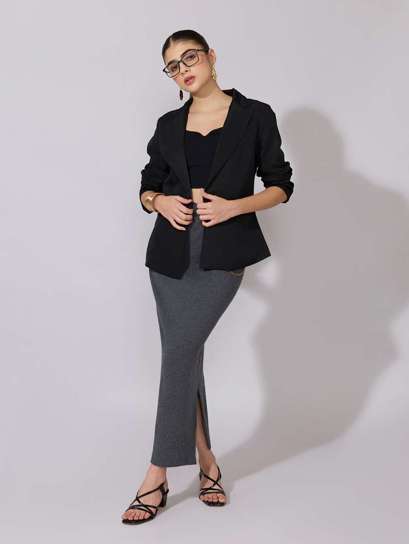 women solid long sleeve single breasted blazer - 22380992 -  Standard Image - 5