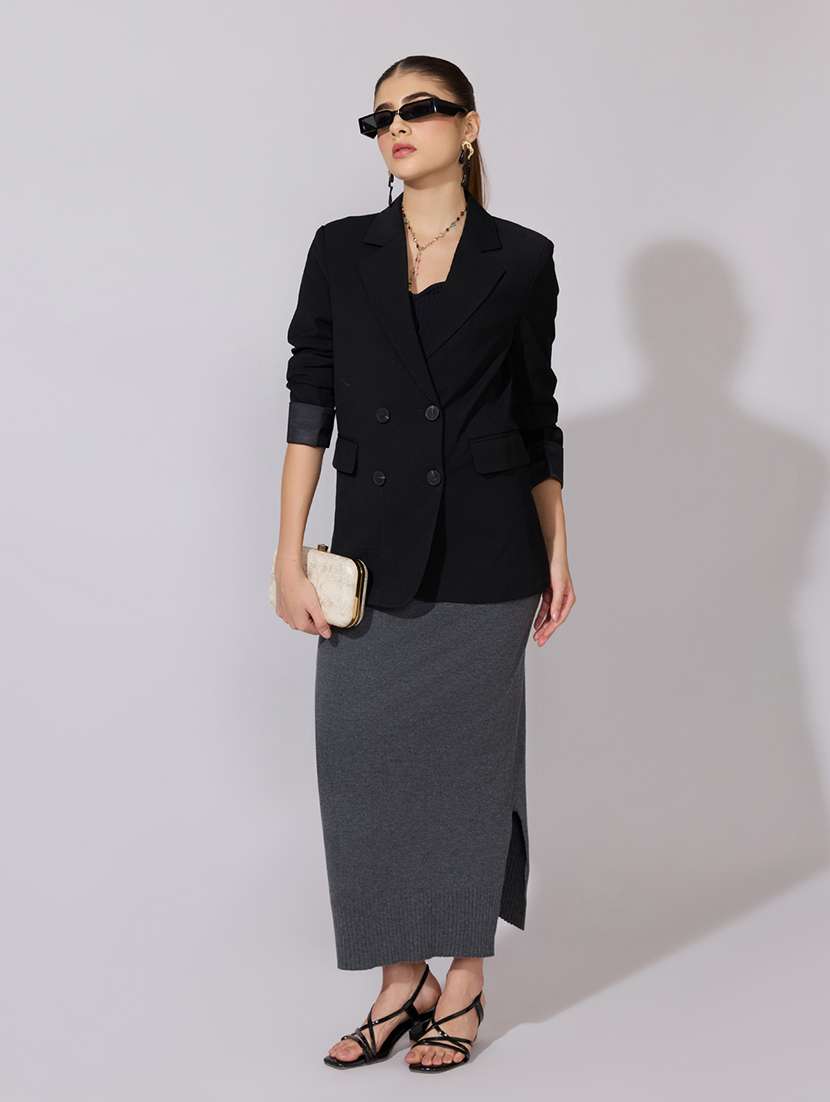 women solid long sleeve double breasted blazer - 22380993 -  Standard Image - 5