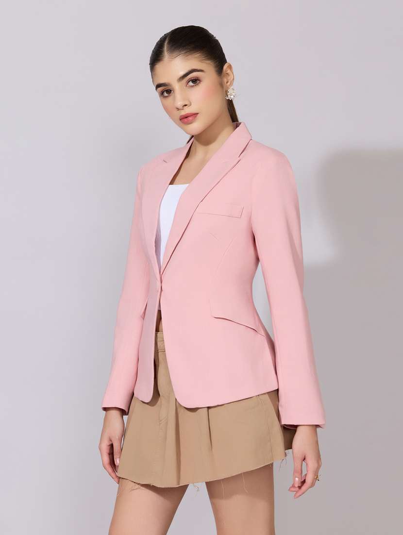 women solid long sleeve single breasted blazer - 22380995 -  Standard Image - 3