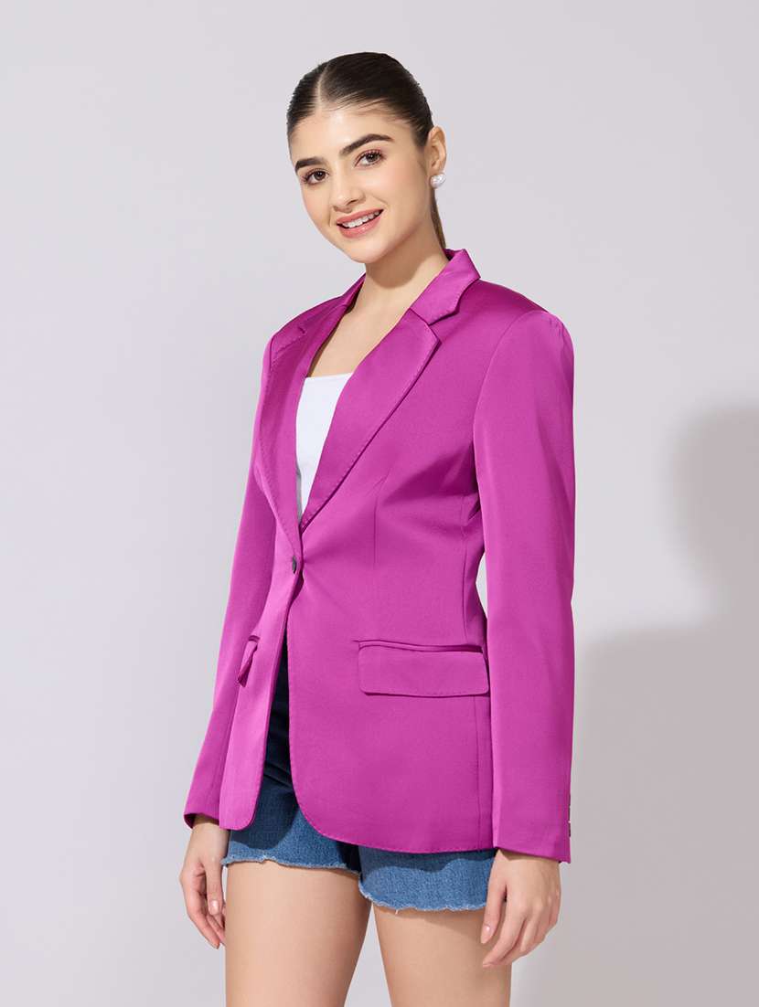women solid long sleeve single breasted blazer - 22380998 -  Standard Image - 3
