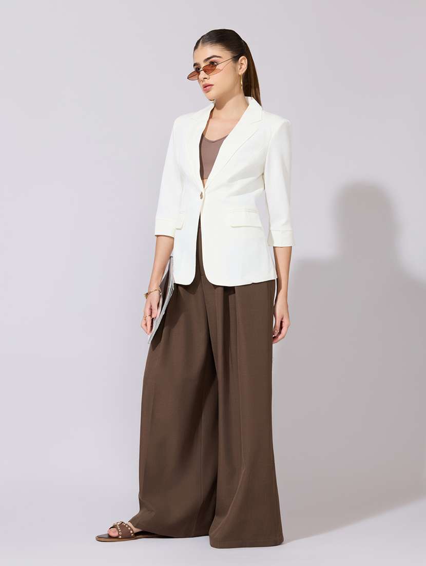 women solid long sleeve single breasted blazer - 22380999 -  Standard Image - 5