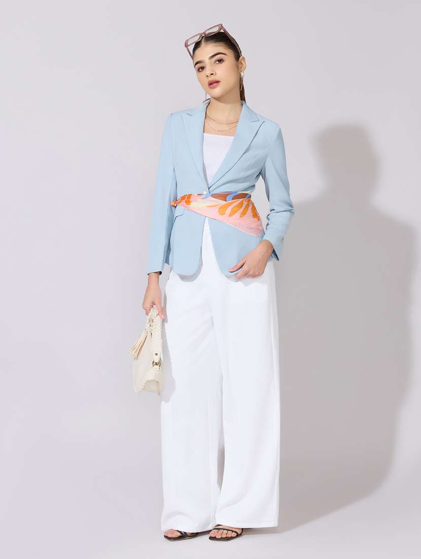 women solid long sleeve single breasted blazer - 22381001 -  Standard Image - 5