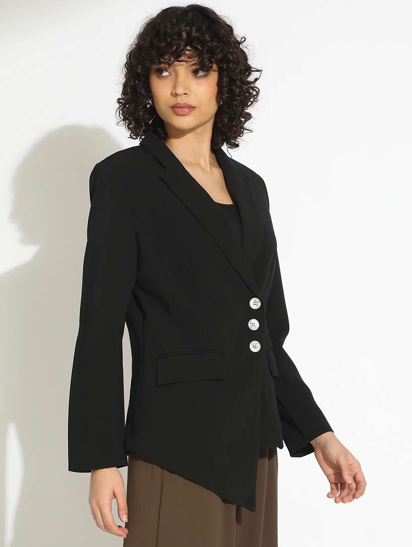 women solid long sleeve double breasted blazer - 22381005 -  Standard Image - 3
