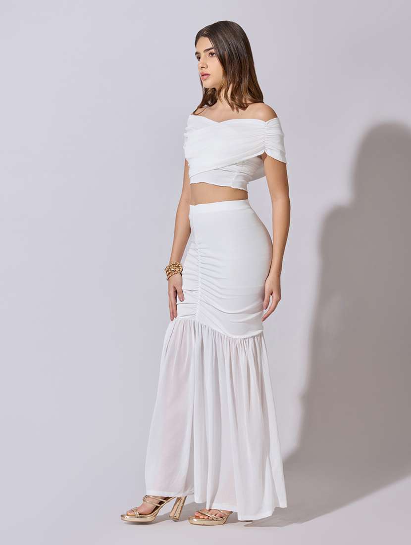 women solid top and skirt co-ord set - 22381015 -  Standard Image - 3