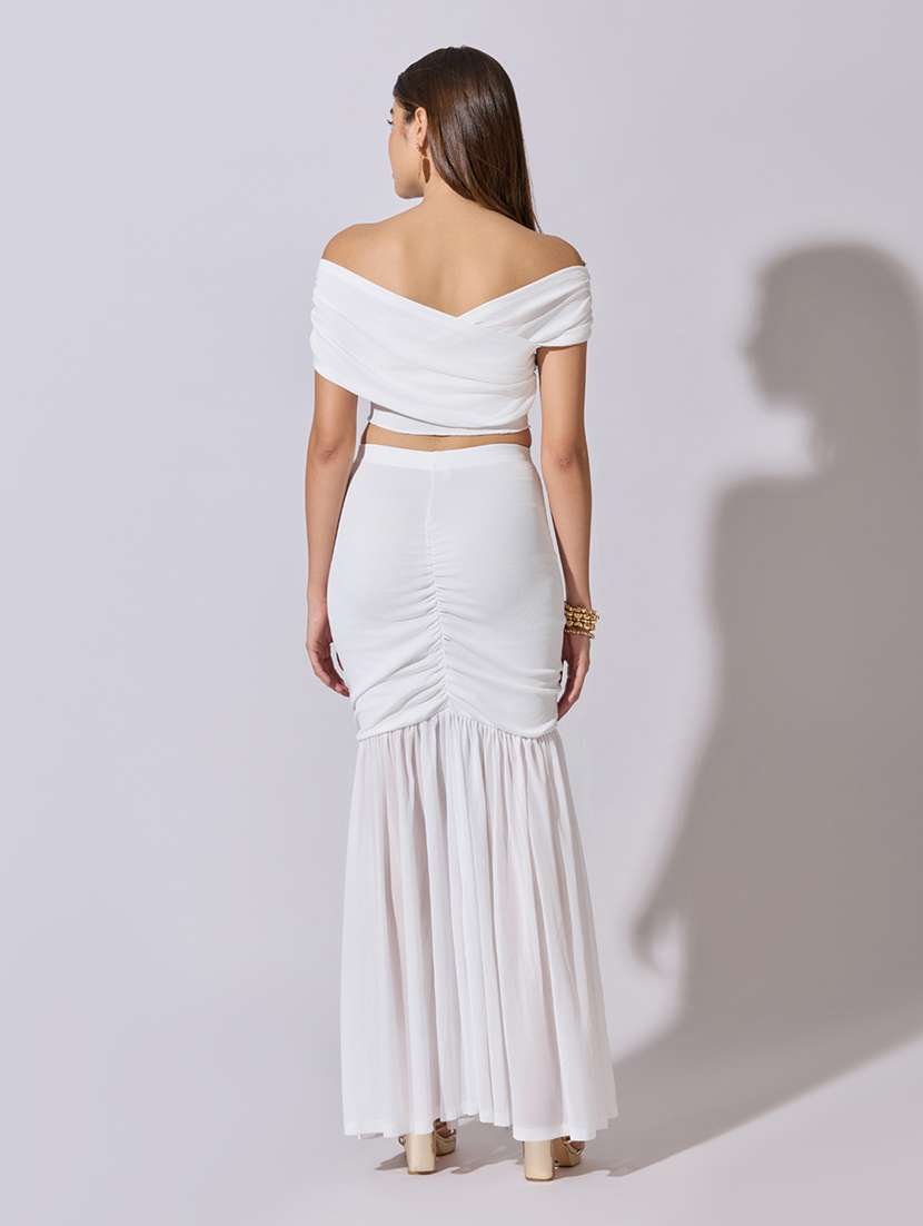 women solid top and skirt co-ord set - 22381015 -  Standard Image - 5