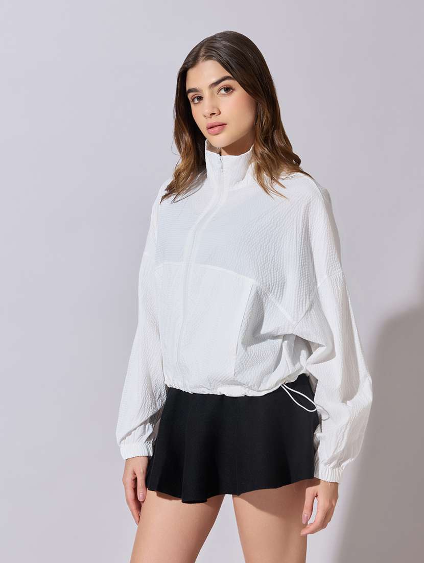 women solid long sleeve windcheater jacket - 22381026 -  Standard Image - 3