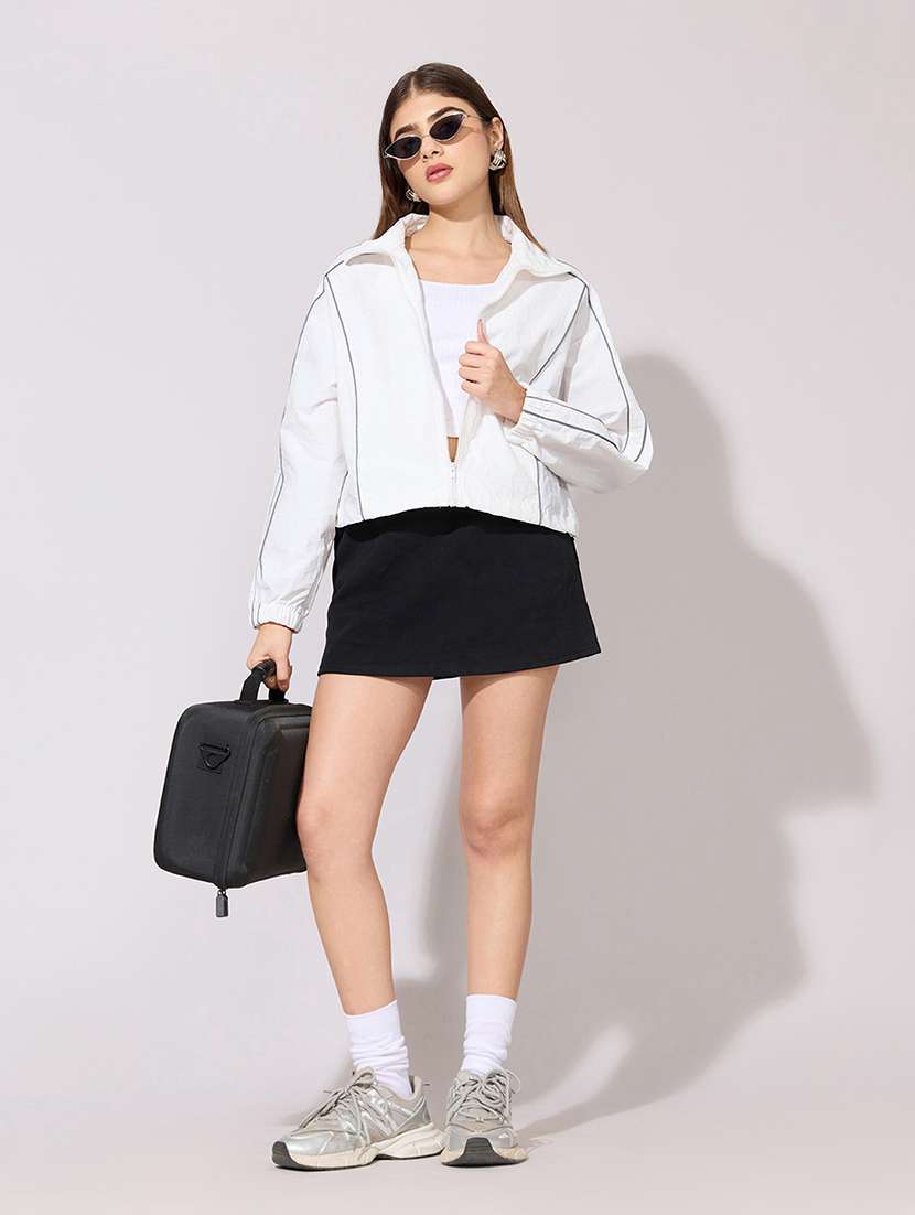 women solid long sleeve biker jacket - 22381029 -  Standard Image - 5