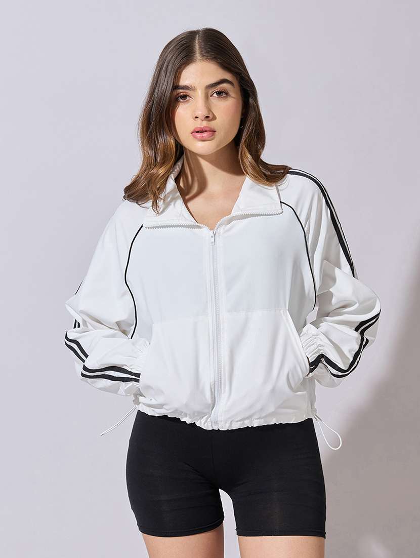women solid long sleeve biker jacket