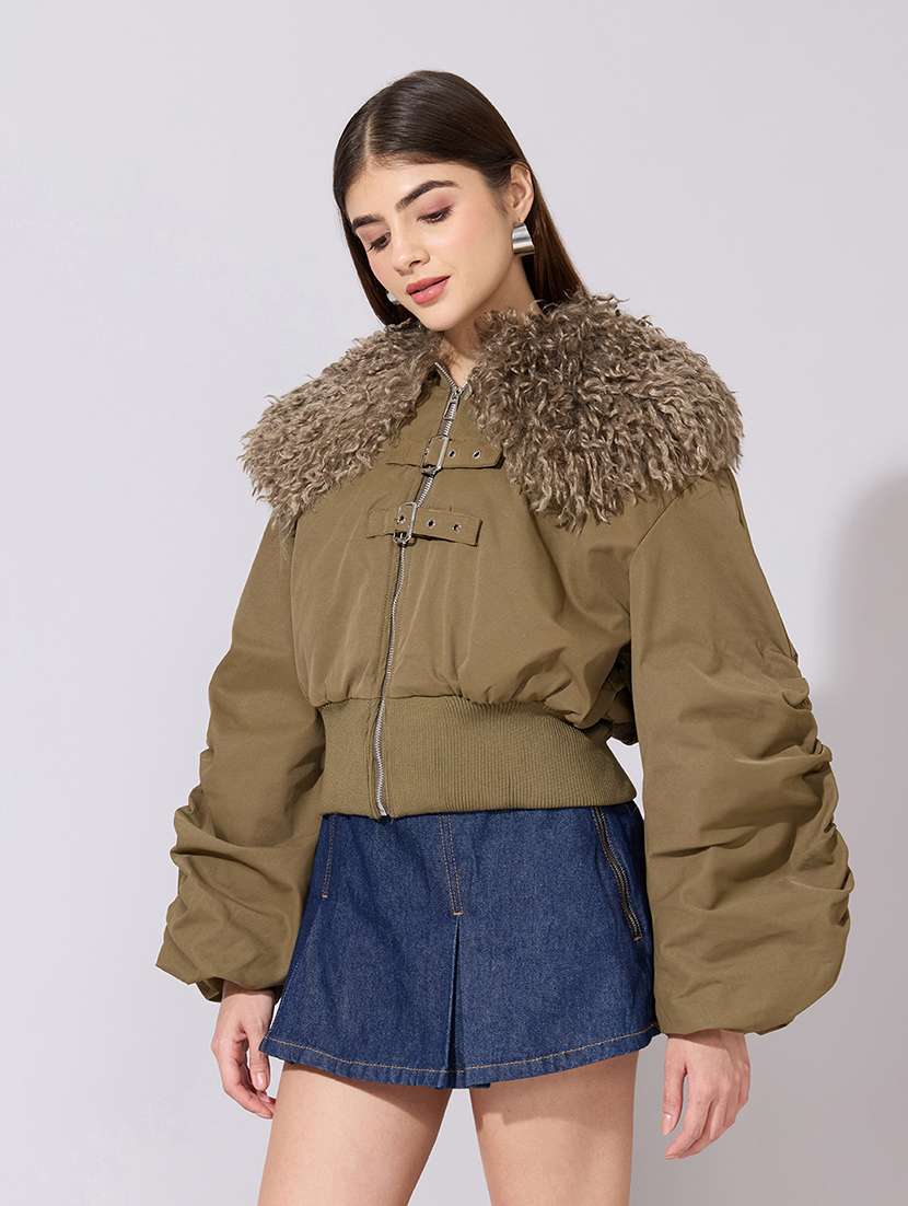 women solid long sleeve biker jacket - 22381034 -  Standard Image - 3