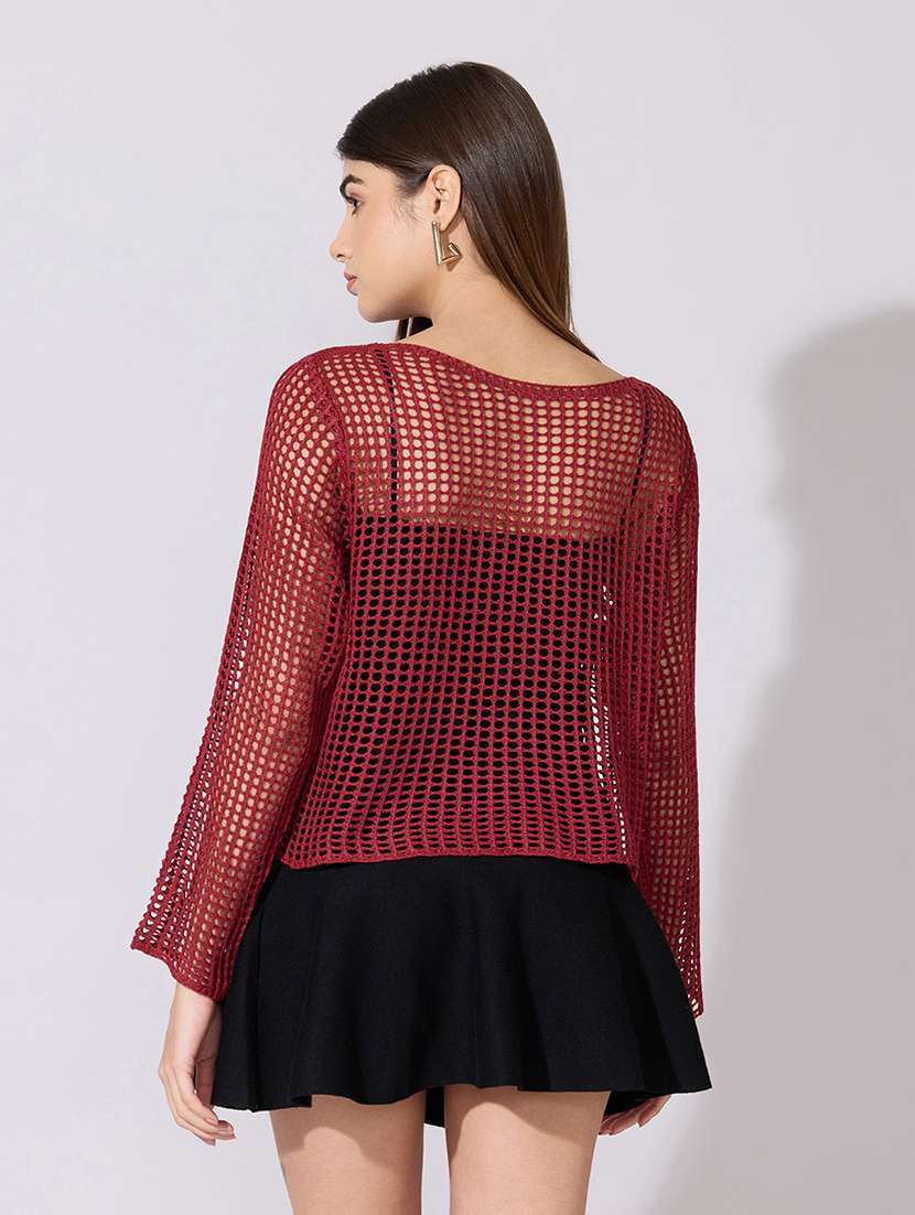women self designed long sleeve crop top with slip - 22381048 -  Standard Image - 5
