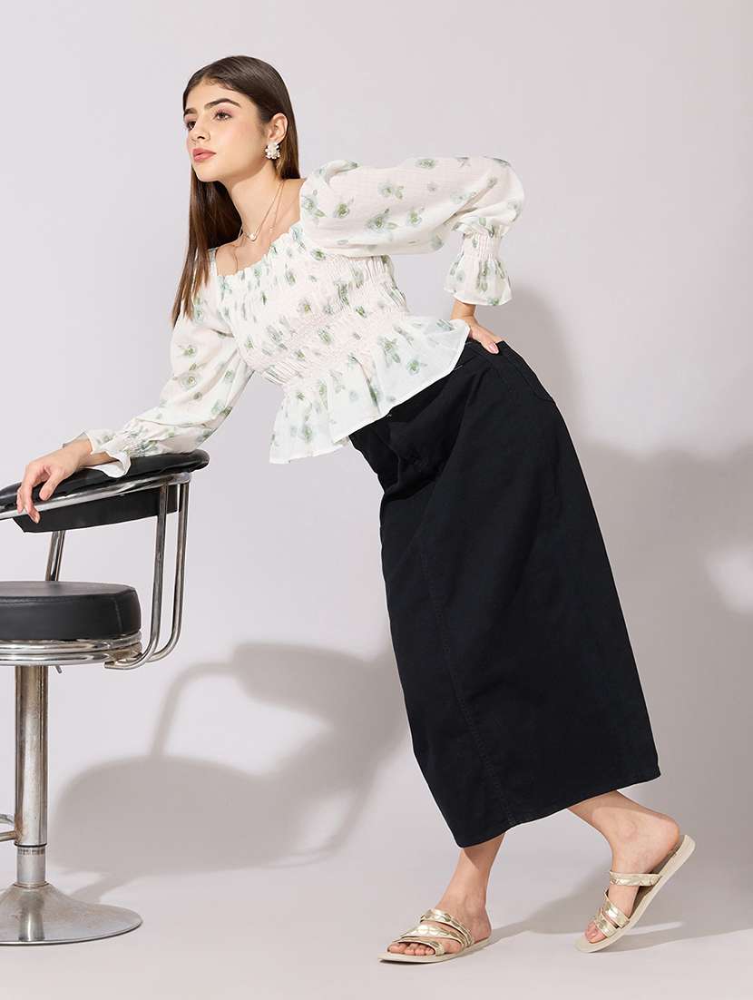 women printed puff sleeve peplum top - 22381049 -  Standard Image - 5