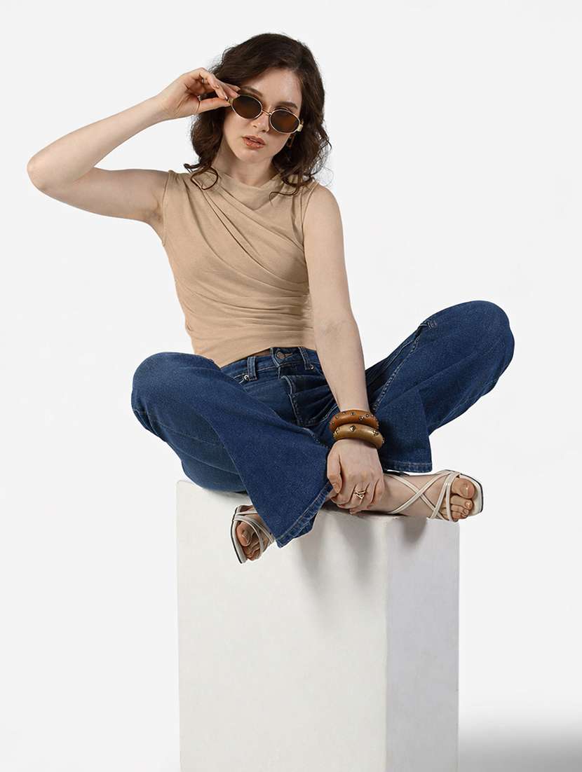 Women Solid Sleeveless Ruched Top - 22381055 -  Standard Image - 5