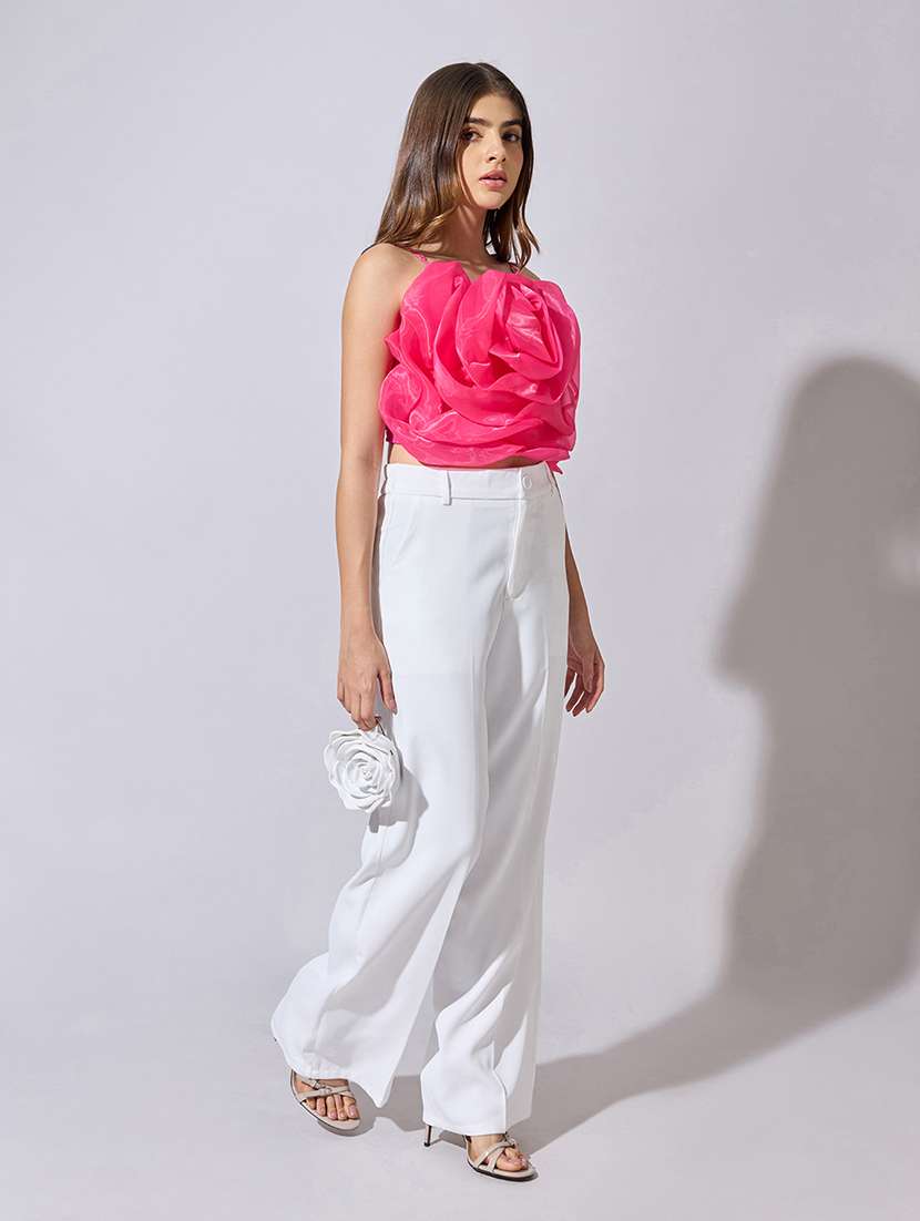 women solid starpless ruffle crop top - 22381064 -  Standard Image - 5