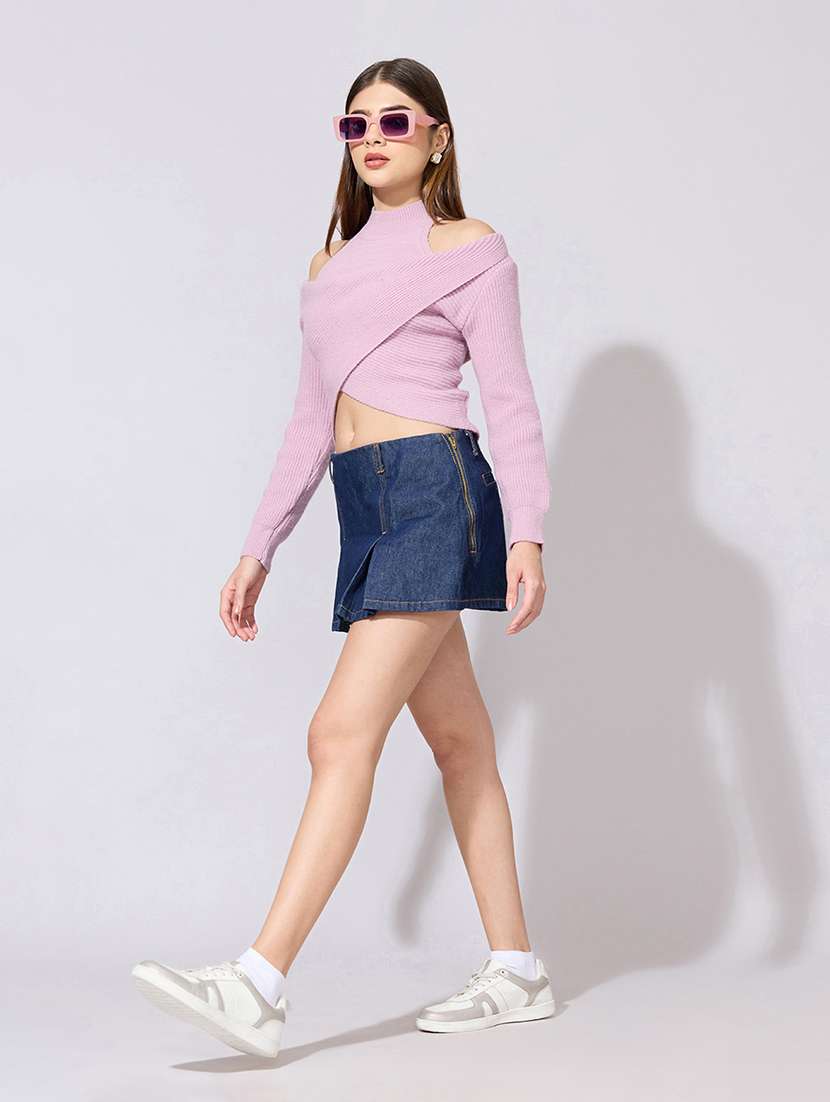 women solid long sleeve crop top - 22381070 -  Standard Image - 5