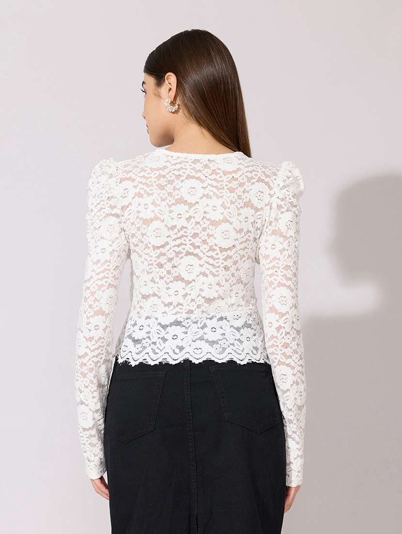 women self designed long sleeve lace top - 22381080 -  Standard Image - 5