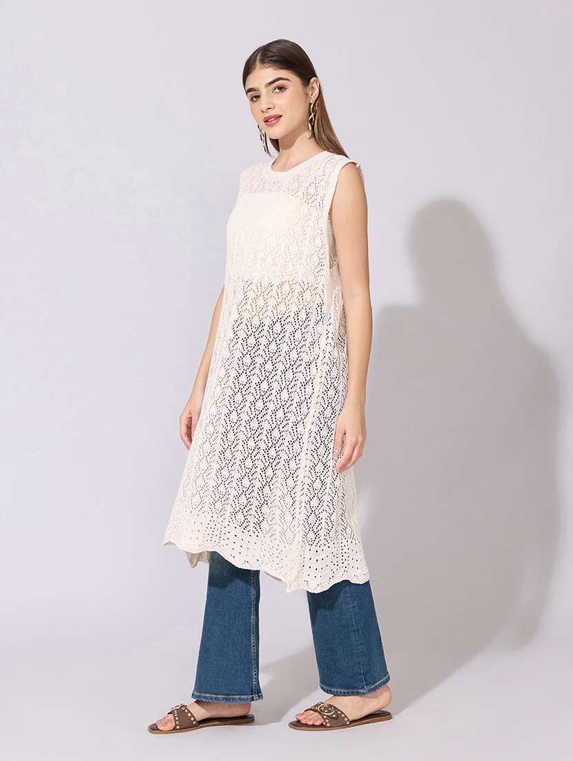 women crochet longline sleeveless sheer top  - 22381084 -  Standard Image - 3