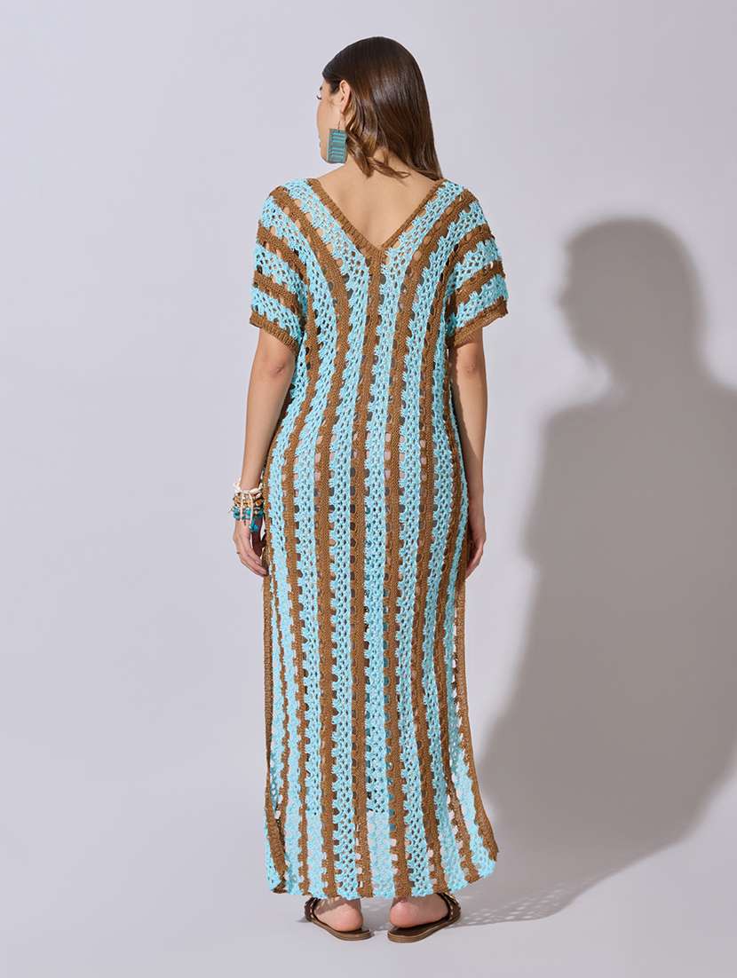 women crochet longline sheer top with fringe hem - 22381086 -  Standard Image - 3