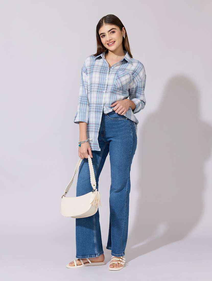 women checkered collared long sleeve shirt - 22381104 -  Standard Image - 5