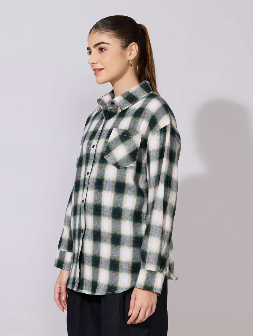 women checkered collared long sleeve shirt - 22381106 -  Standard Image - 3