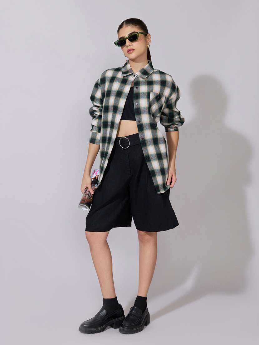 women checkered collared long sleeve shirt - 22381106 -  Standard Image - 5