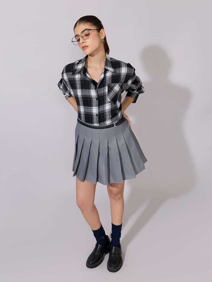 women checkered collared long sleeve shirt - 22381107 -  Standard Image - 5