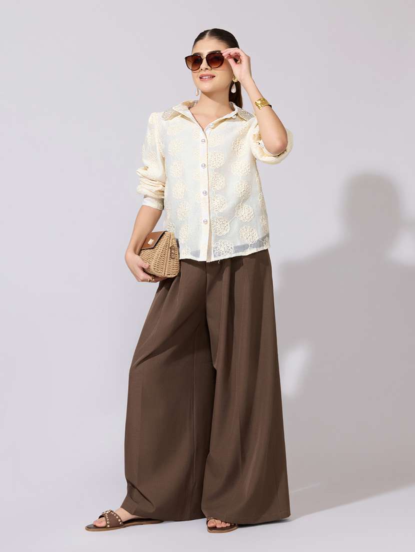 women embroidered collared long sleeve shirt - 22381126 -  Standard Image - 5