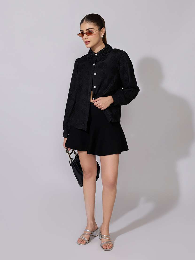 women embroidered collared long sleeve shirt - 22381127 -  Standard Image - 5