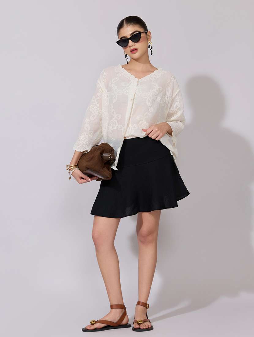 women embroidered collared long sleeve shirt - 22381138 -  Standard Image - 5