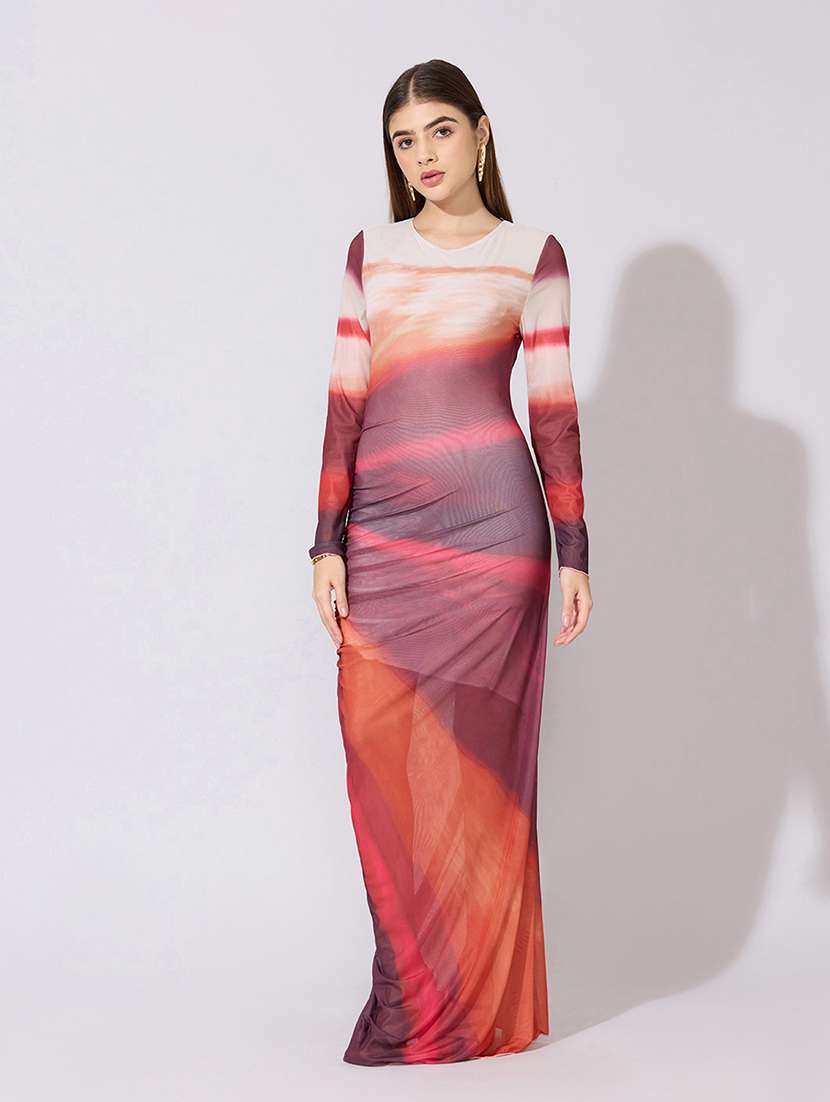 women printed long sleeve bodycon dress - 22381147 -  Standard Image - 5