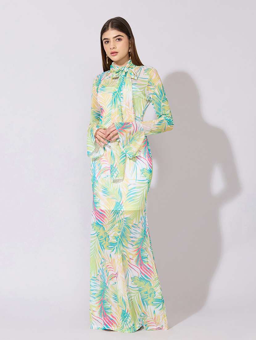women printed bell sleeve bodycon dress with slip - 22381149 -  Standard Image - 3