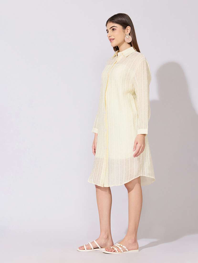 women striped collared sheer shirt dress - 22381165 -  Standard Image - 3