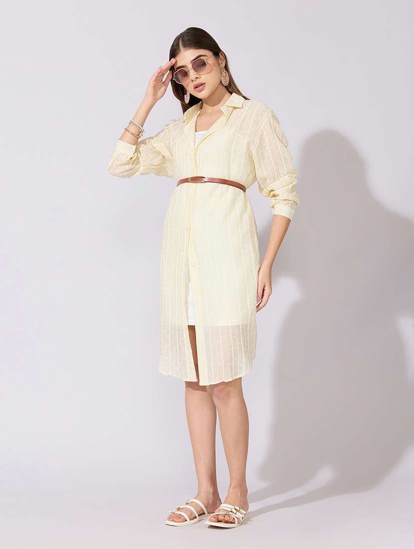 women striped collared sheer shirt dress - 22381165 -  Standard Image - 5