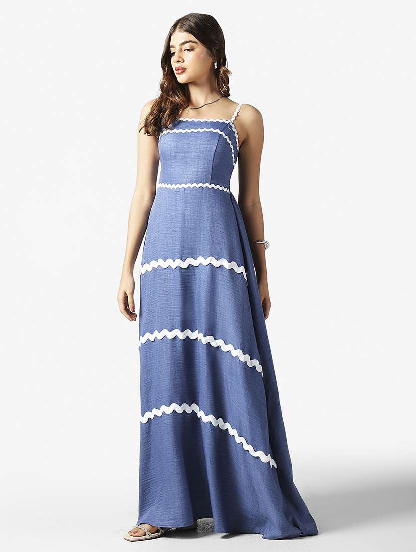 women solid shoulder strap fit & flare dress - 22381171 -  Standard Image - 3