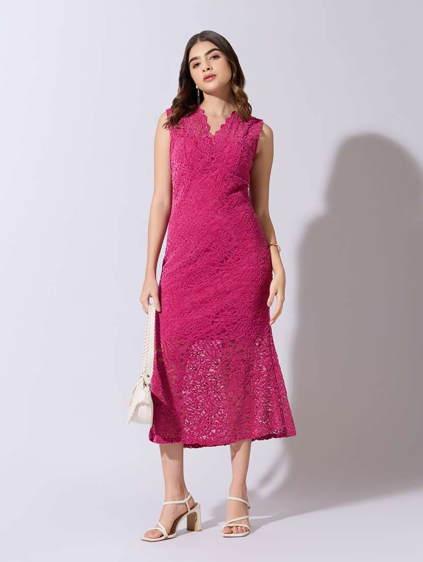 women self designed sleeveless lace bodycon dress - 22381180 -  Standard Image - 3