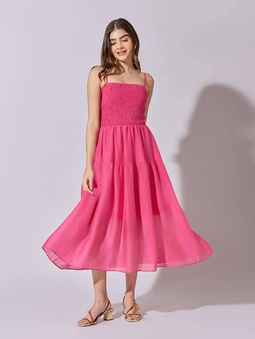 women solid shoulder strap tiered dress - 22381187 -  Standard Image - 3