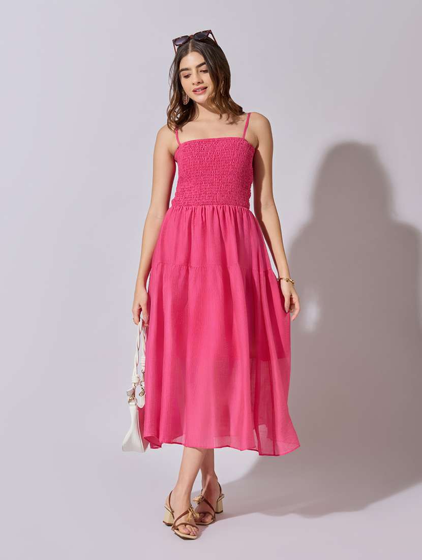 women solid shoulder strap tiered dress - 22381187 -  Standard Image - 5