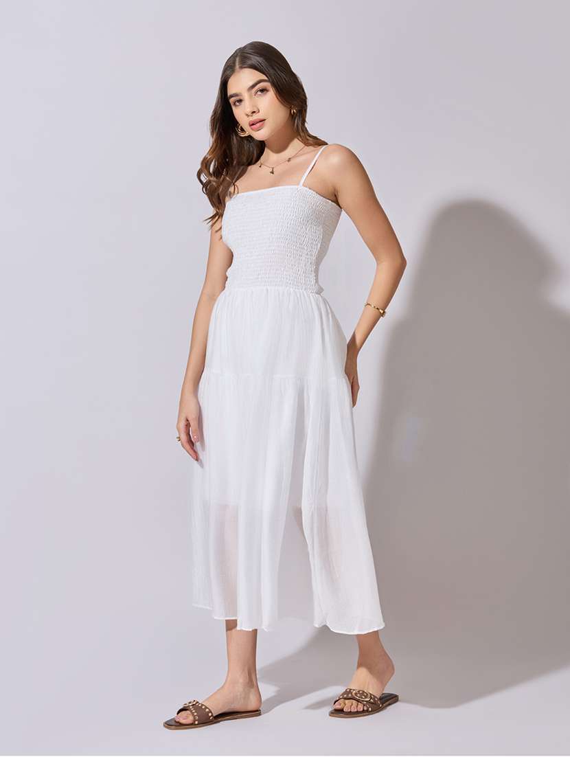 women solid shoulder strap tiered dress - 22381188 -  Standard Image - 3