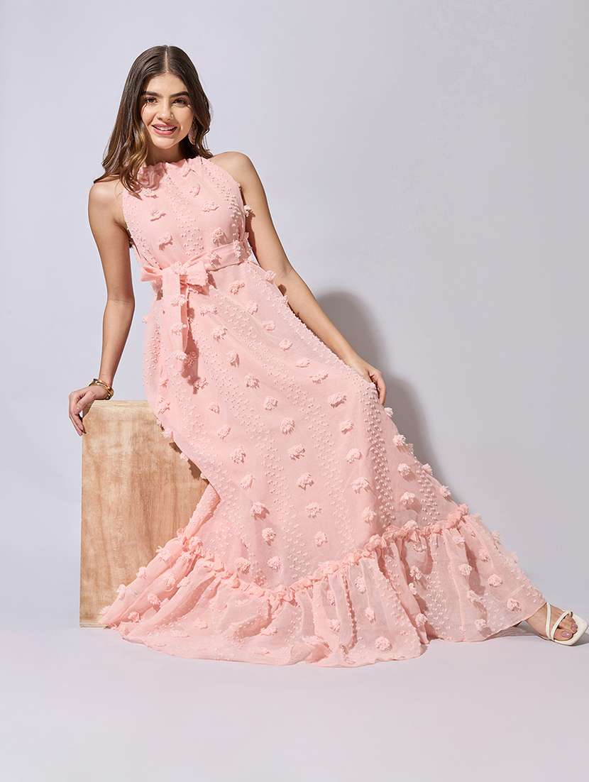 women self designed sleeveless tiered dress - 22381220 -  Standard Image - 5