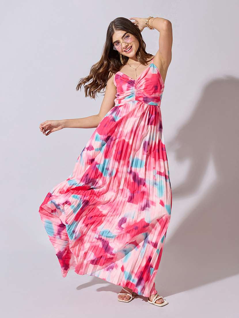 women floral print shoulder strap fit & flare dress - 22381226 -  Standard Image - 5