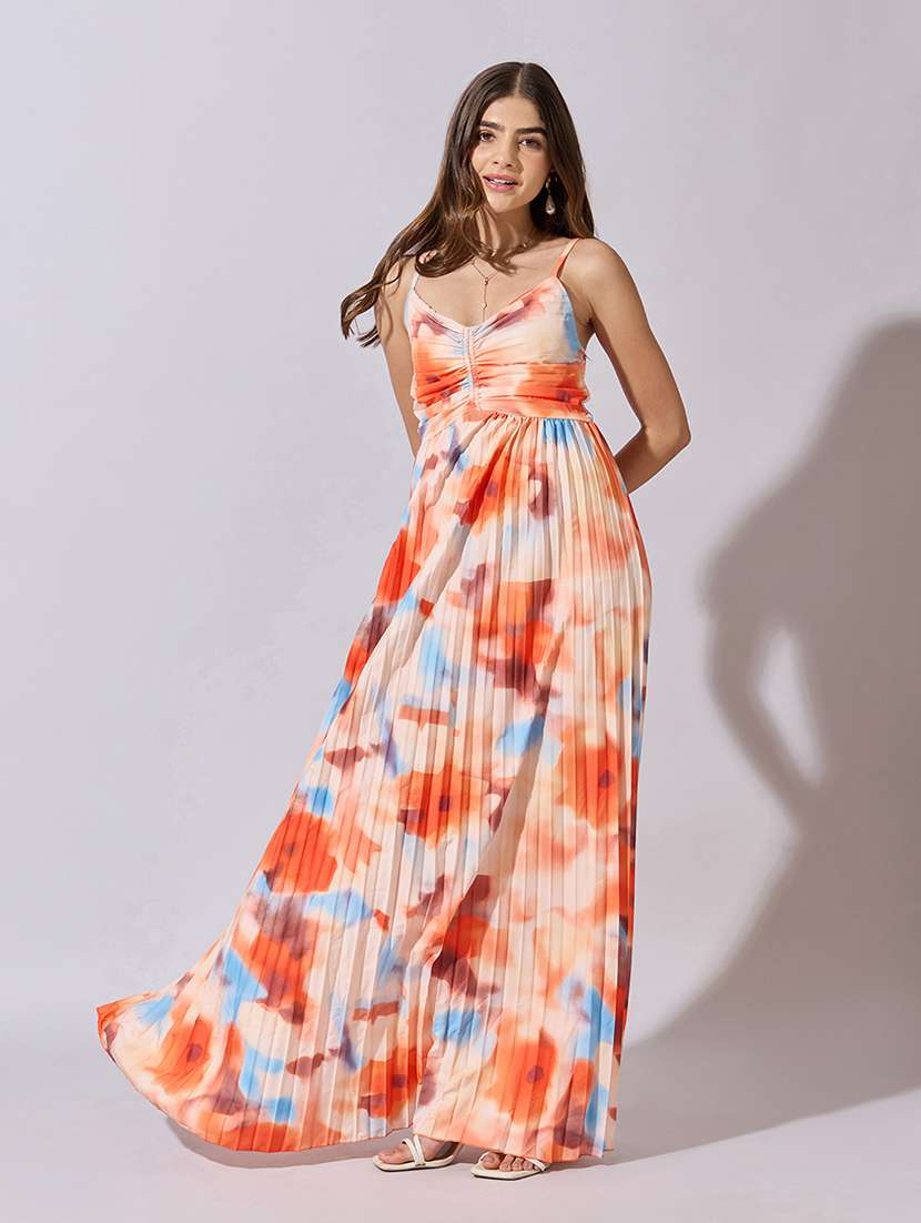 women floral print shoulder strap fit & flare dress - 22381227 -  Standard Image - 5